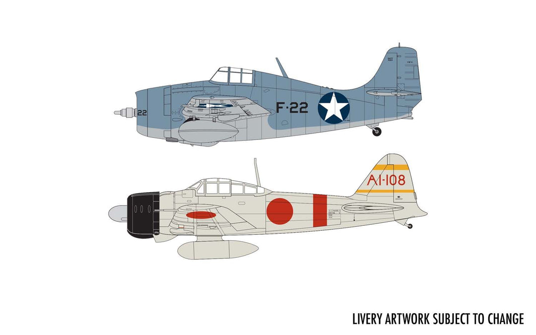 Grumman F-4F4 Wildcat & Mitsubishi Zero Dogfight Double 1:72 Plastic Model Set by Airfix | A50184 Livery