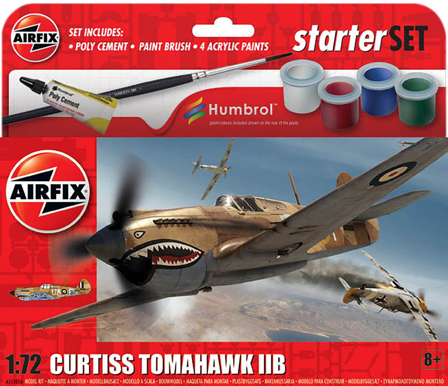 Curtiss Tomahawk IIB 1:72 Plastic Model Starter Set by Airfix | A55101A  