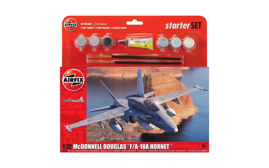 McDonnell Douglas F-18A Hornet 1:72 Large Plastic Model Starter Set by Airfix | A55313