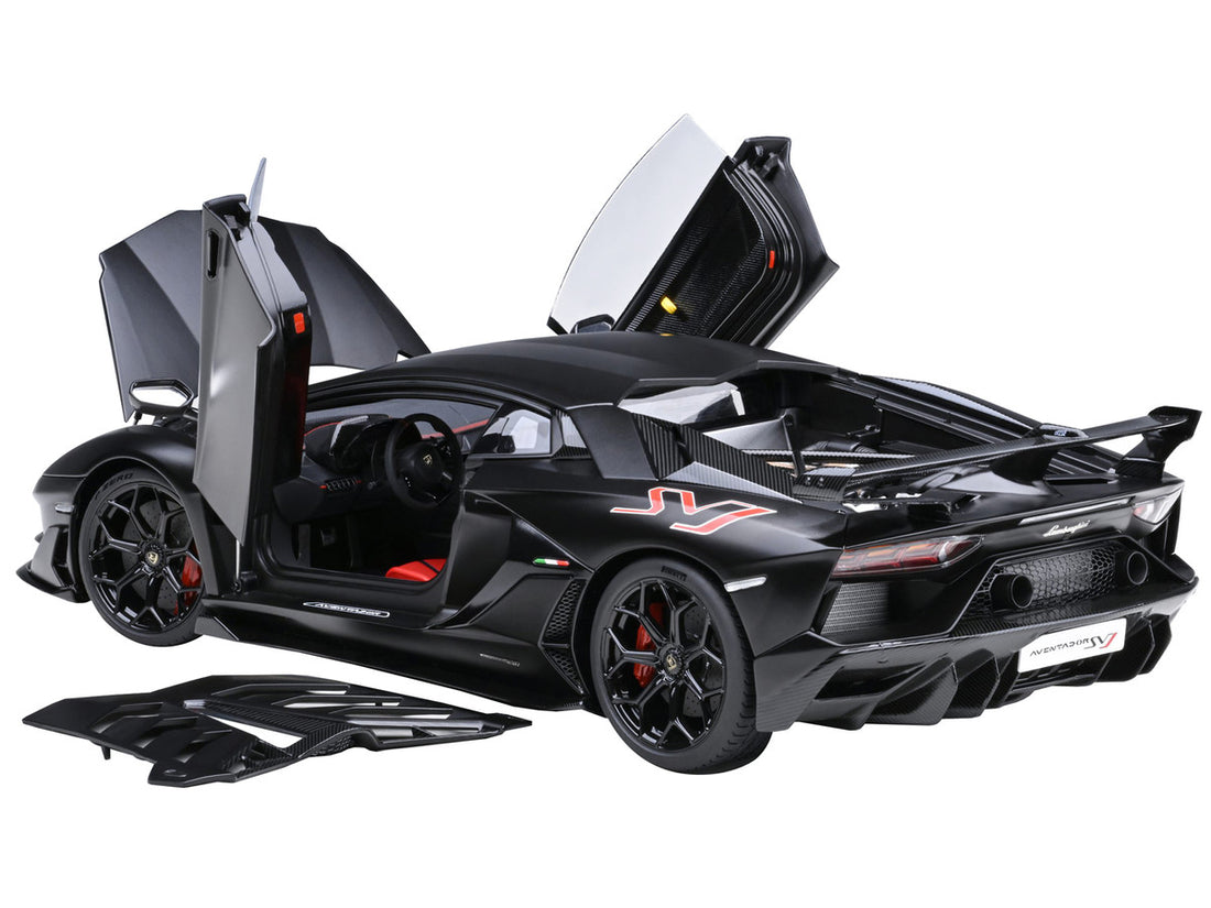 Lamborghini Aventador SVJ Nero Nemesis Matt Black 1/18 Model Car by Autoart-1