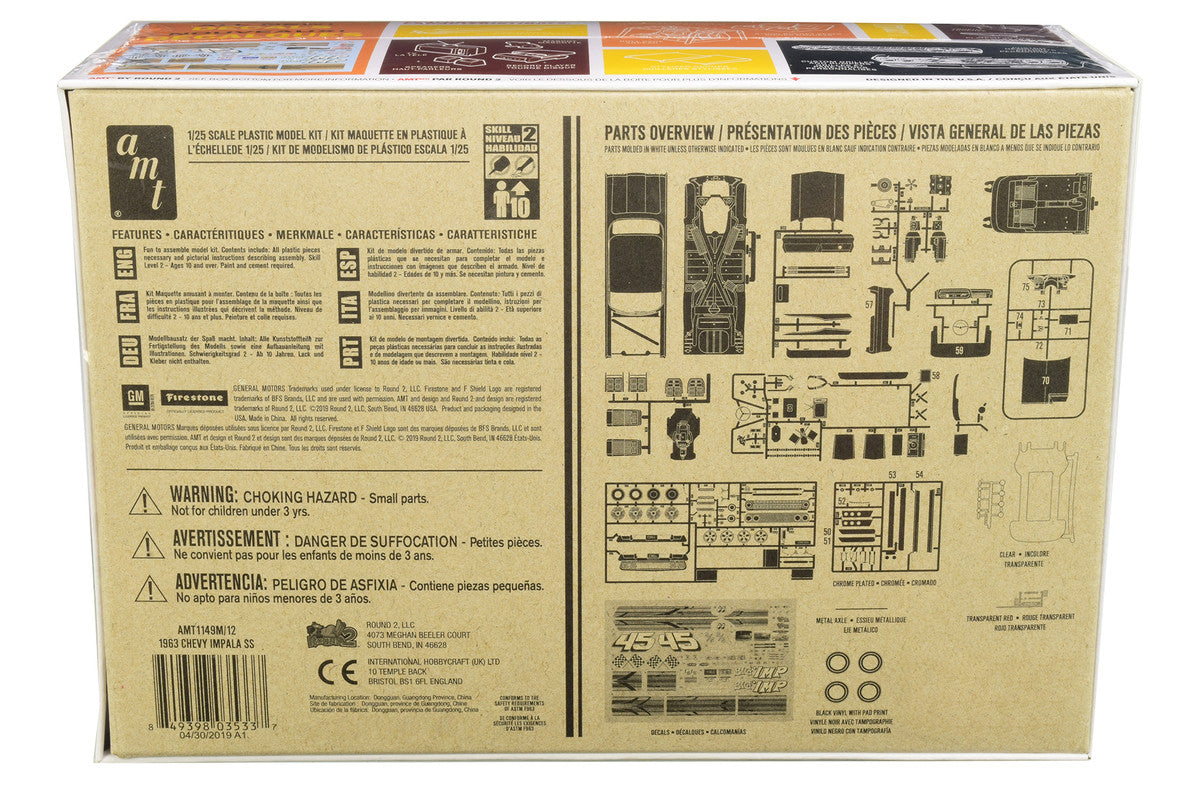 Skill 2 Model Kit 1963 Chevrolet Impala SS Hardtop 4 in 1 Kit 1/25 Scale Model by AMT-3