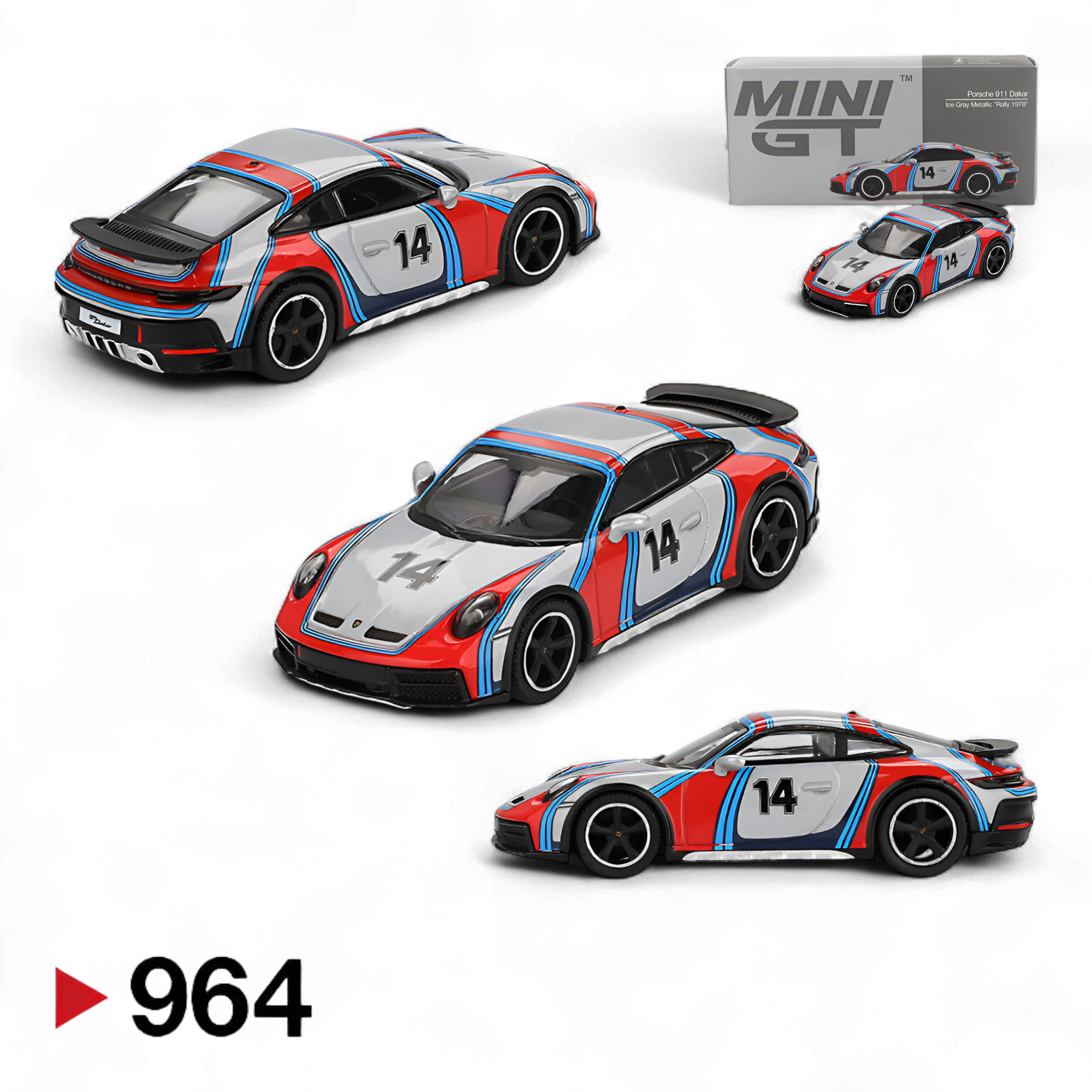 Porsche 911 Dakar “Rally 1974” Ice Grey Metallic 1:64 MGT00964 by Mini-GT