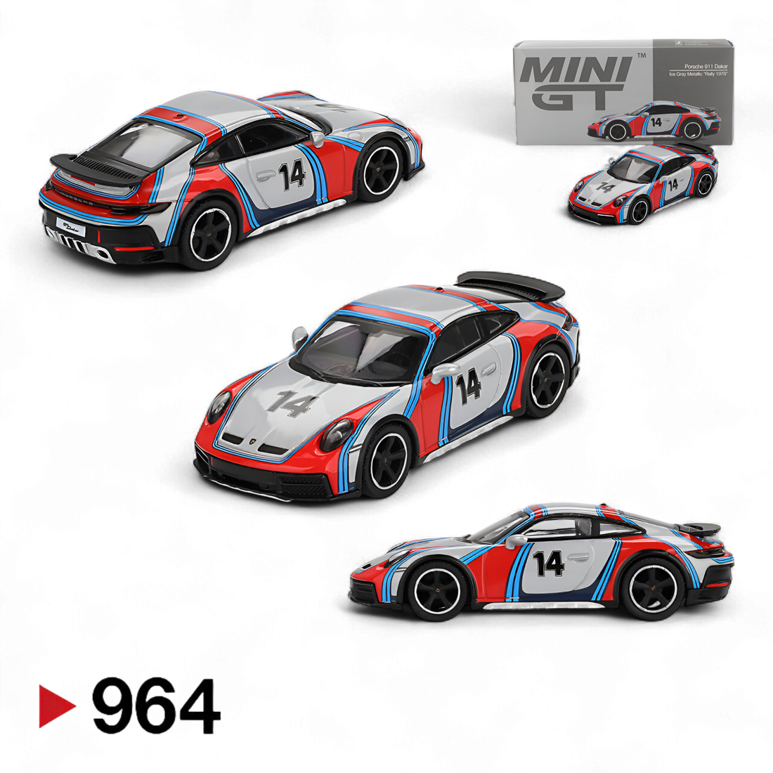 Porsche 911 Dakar “Rally 1974” Ice Grey Metallic 1:64 MGT00964 by Mini-GT