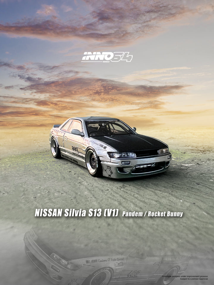 Nissan Silvia S13 (V1) Pandem Rocket Bunny in Silver 1:64 by Inno64 Scene