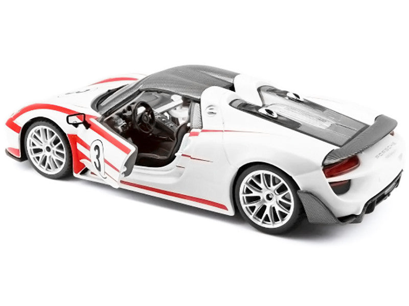 Porsche 918 Spyder Weissach #3 White 1/24 Diecast Model Car by Bburago-2