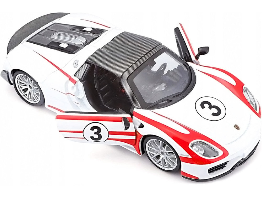 Porsche 918 Spyder Weissach #3 White 1/24 Diecast Model Car by Bburago-1