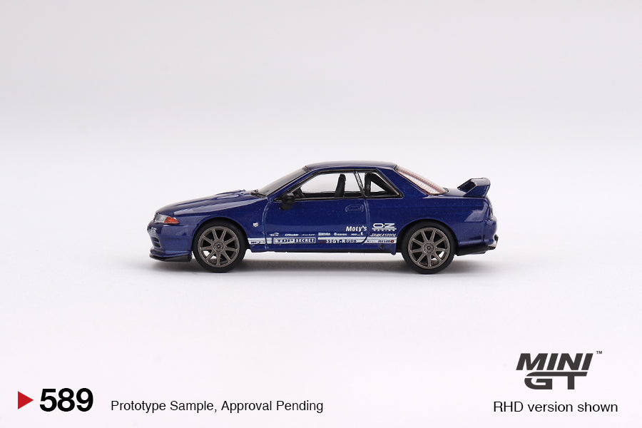 Nissan Skyline GT-R Top Secret VR32 Metallic Blue #589 1:64 By Mini-GT MGT00589 Side View 2