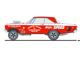 1965 Plymouth AWB "Mister Speed" Red and White with Graphics Limited Edition to 378 pieces Worldwide 1/18 Diecast Model Car by ACME-1