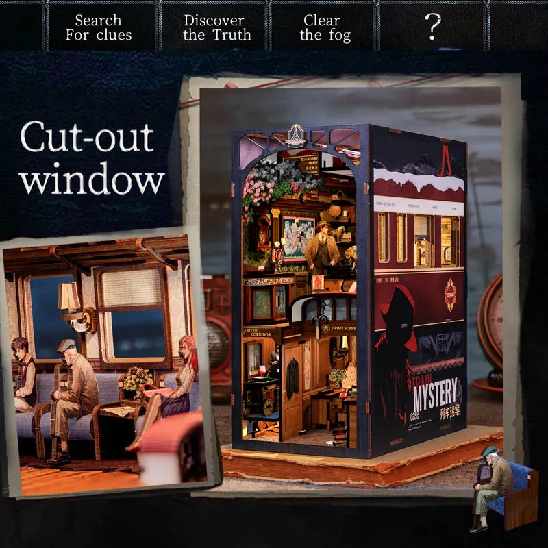 Book Nook Wizardi Miniature - Train Mystery Roombox Kit-4