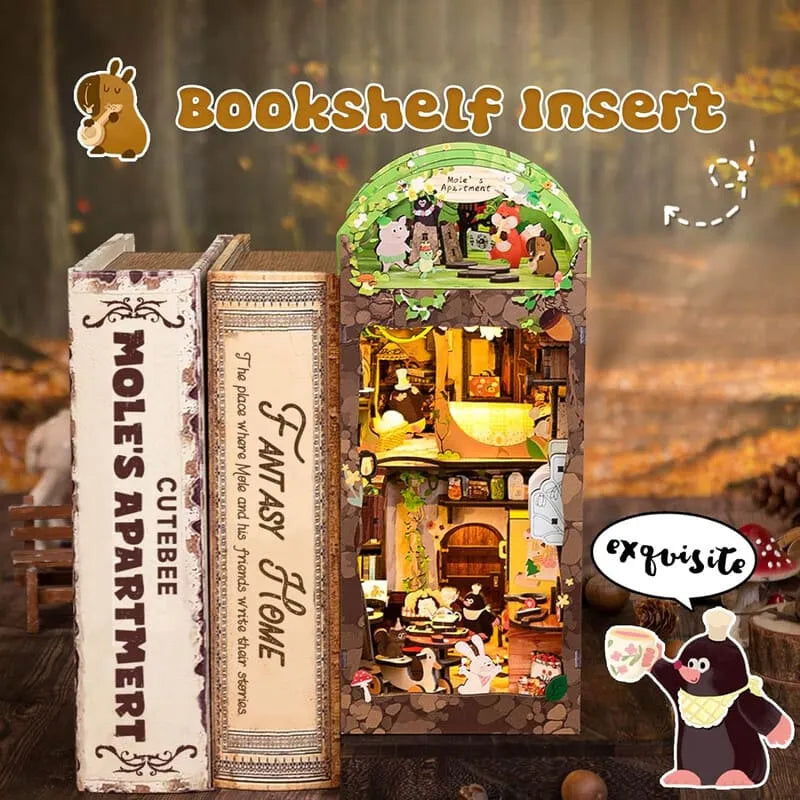Book Nook Wizardi Miniature - Mole's Apartment Roombox Kit-1