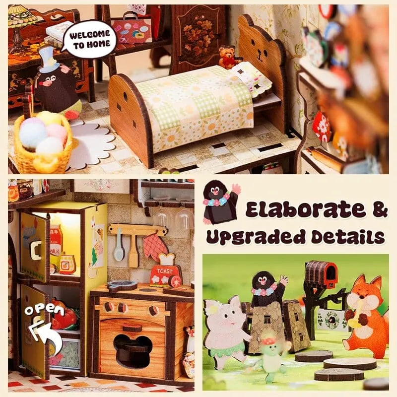 Book Nook Wizardi Miniature - Mole's Apartment Roombox Kit-2