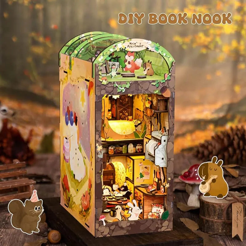 Book Nook Wizardi Miniature - Mole's Apartment Roombox Kit-4
