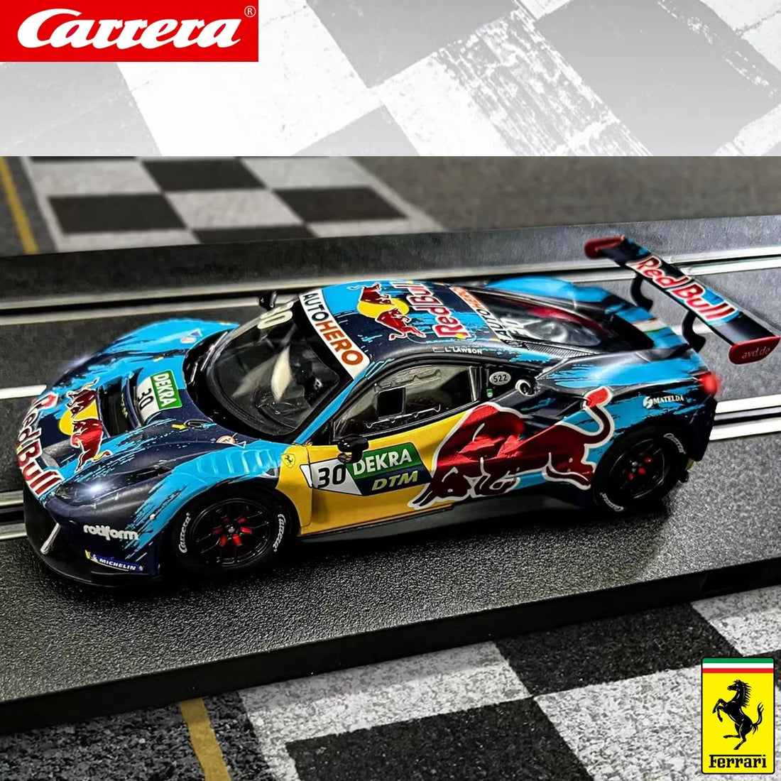 Ferrari 488 GT3 "Red Bull AF Corse, No 30" DTM Carrera 1:32 Digital Slot Car by Carrera 20031032 Top View