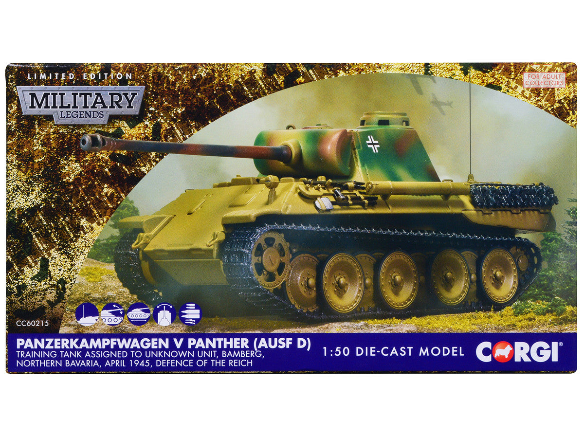 Panzerkampfwagen V Panther (Ausf D) Tank "Training Unit Bamberg North Bavaria Defence of the Reich" (1945) German Army "Military Legends" Series 1/50 Diecast Model by Corgi-1