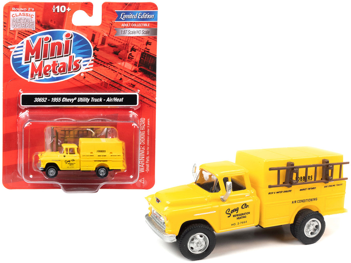 Chevrolet 1955 Utility Truck Yellow "Song Co. Refrigeration and Heating" 1/87 (HO) Scale Model by Classic Metal Works