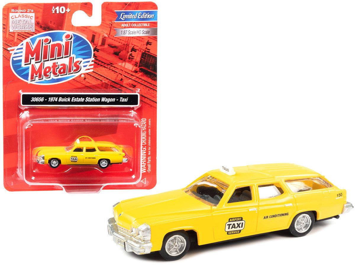 Buick 1974 Estate Station Wagon Taxi Yellow 1/87 (HO) Scale Model by Classic Metal Works