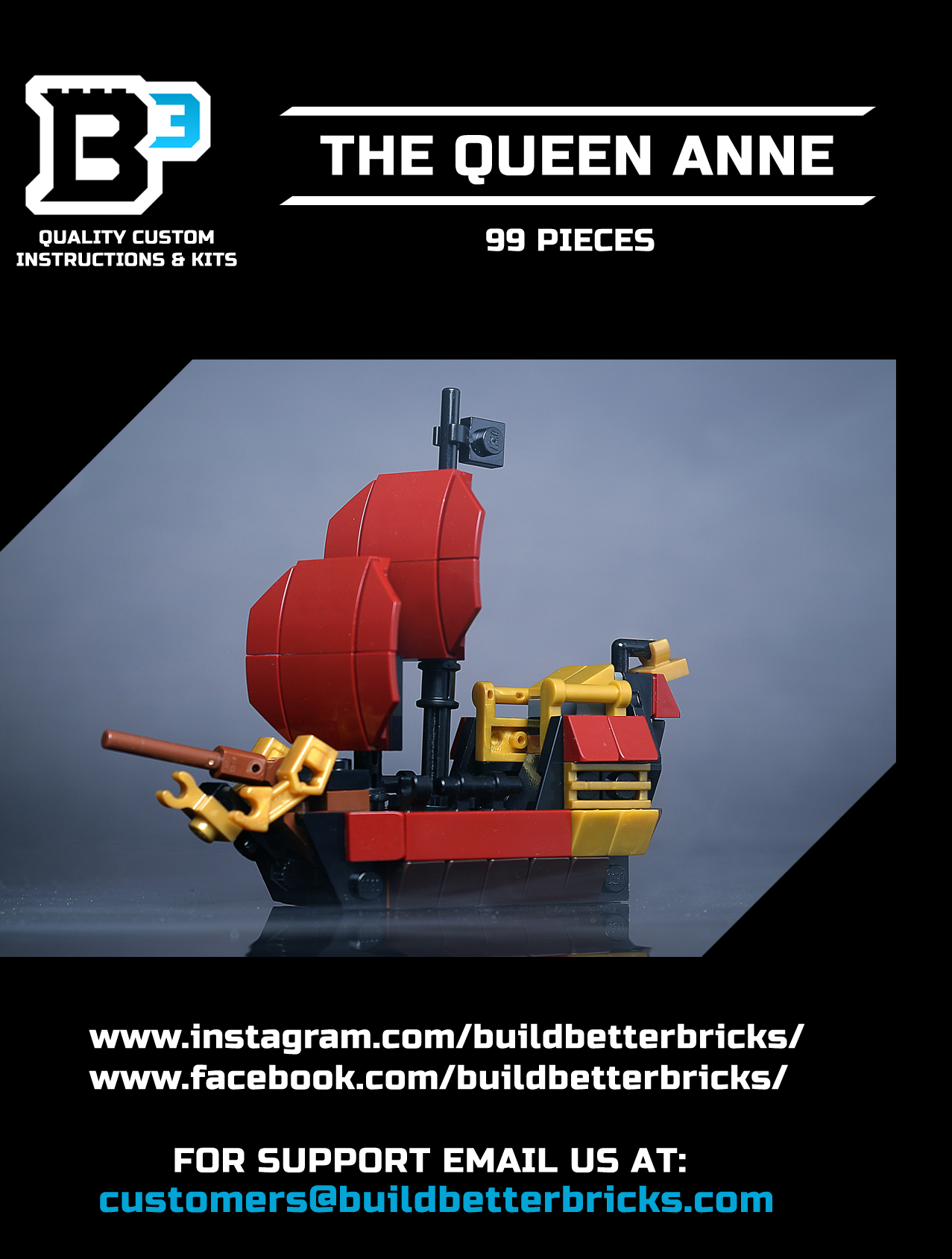 Custom Mini Queen Anne's Revenge Pirate Ship made using LEGO parts 2