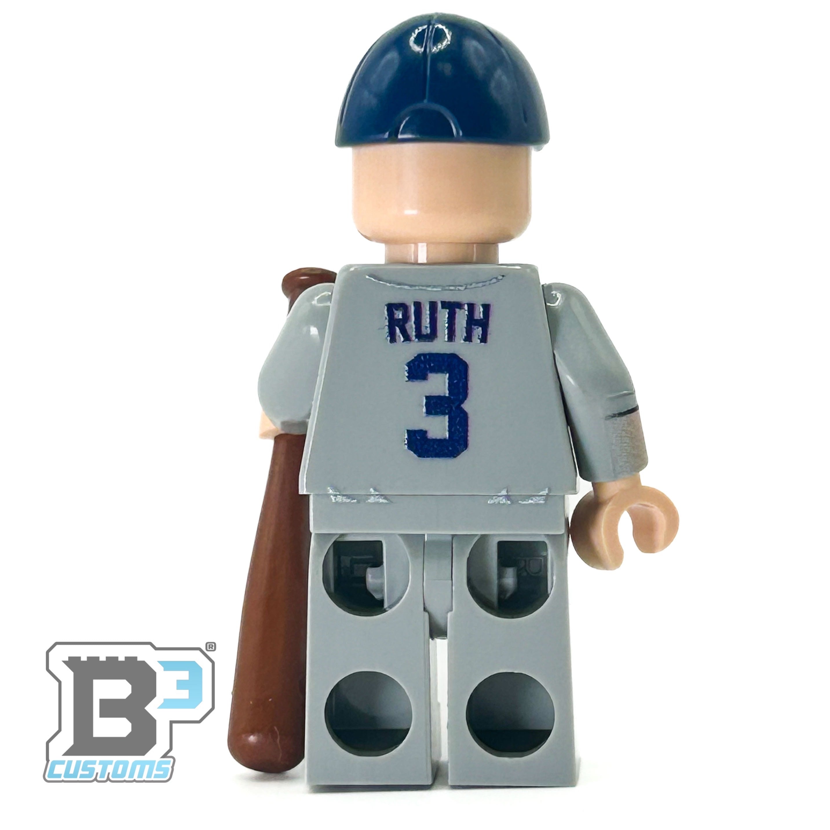 #3 Ruth NY Baseball Player Minifig made using LEGO parts 2