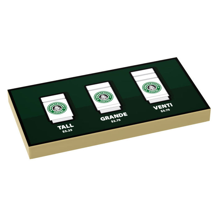 Somanybucks Coffee Menu by Size (2x4 Tile) for Lego - B3 Customs