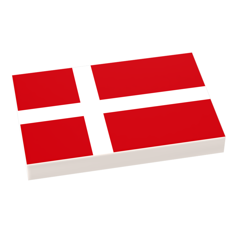 Denmark Flag custom LEGO 2x3 tile