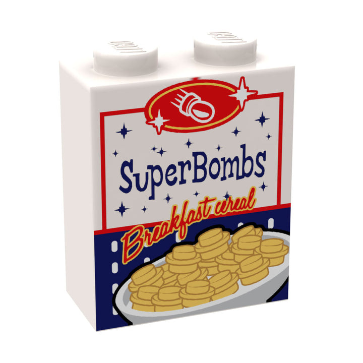Super Bombs Fallout Cereal Custom Printed 1x2x2 Brick for Lego - B3 Customs