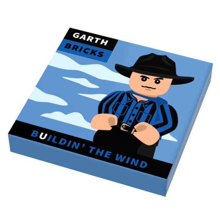 Garth Bricks Buildin' the Wind Music Album Cover (2x2 Tile) for Lego