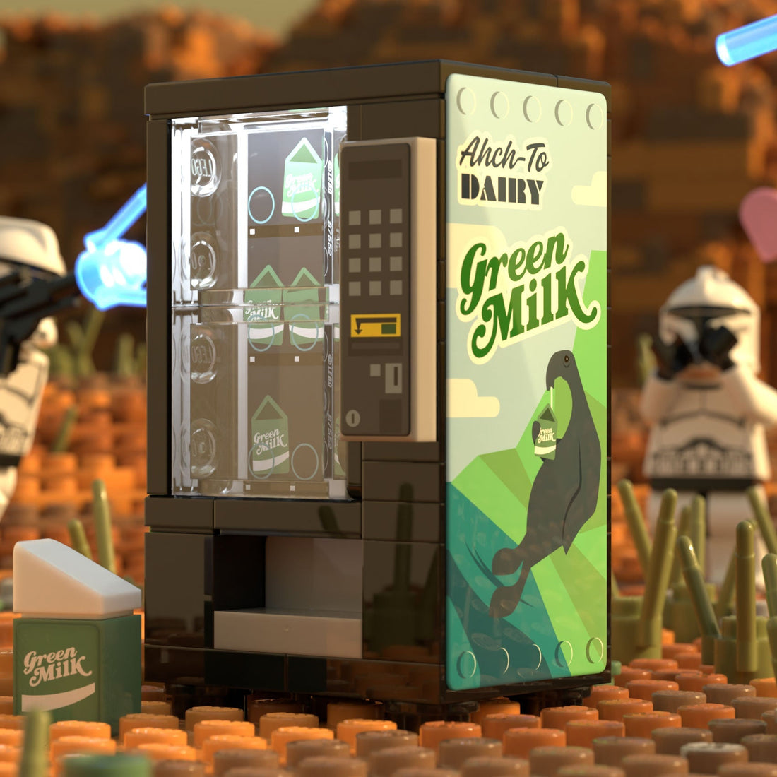 Green Milk Vending Machine Building Set made using LEGO parts - B3 Customs 2
