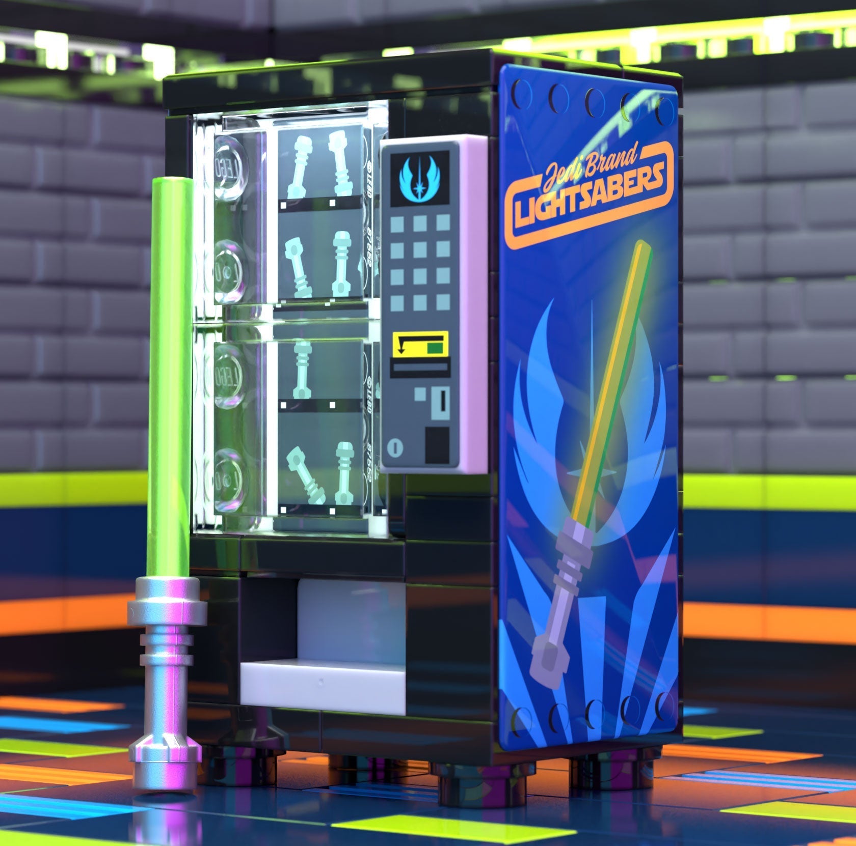 Jedi Sabers Vending Machine Building Set made using LEGO parts - B3 Customs 2
