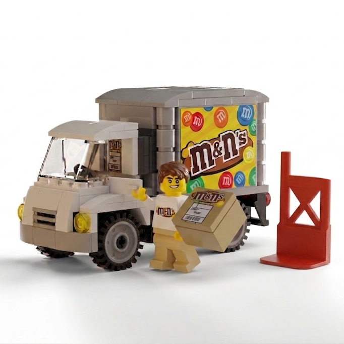Peanut Candy Delivery Truck with LEGO® compatible minifigure by B3 Customs