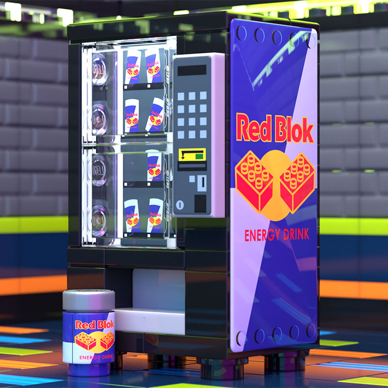 Red Brick Energy Drink Vending Machine made using LEGO parts - B3 Customs 2