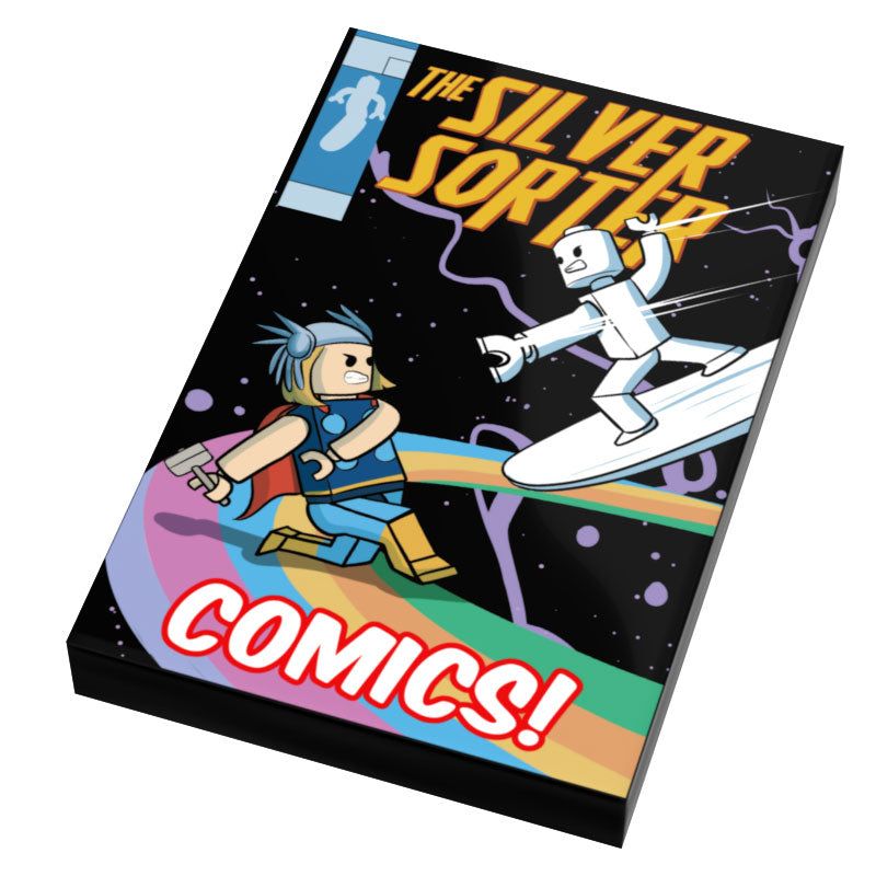 Silver Sorter Comic Book Cover (2x3 Tile) for Lego - B3 Customs