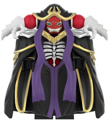 Ainz Ooal Gown Overlord anime LEGO-compatible custom minifigure with black purple and gold cloak