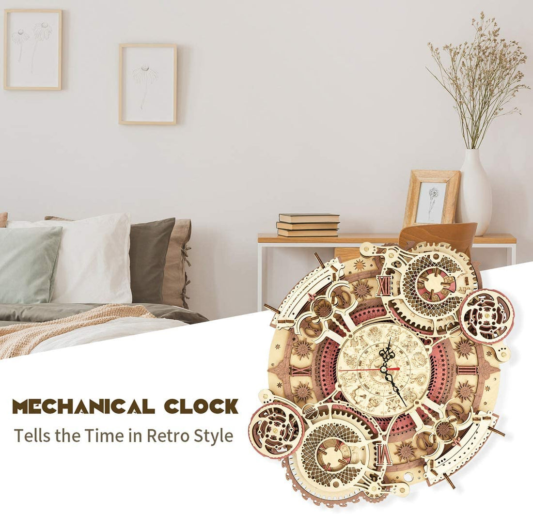 3D Wooden Art Zodiac Wall Clock Puzzle. 3