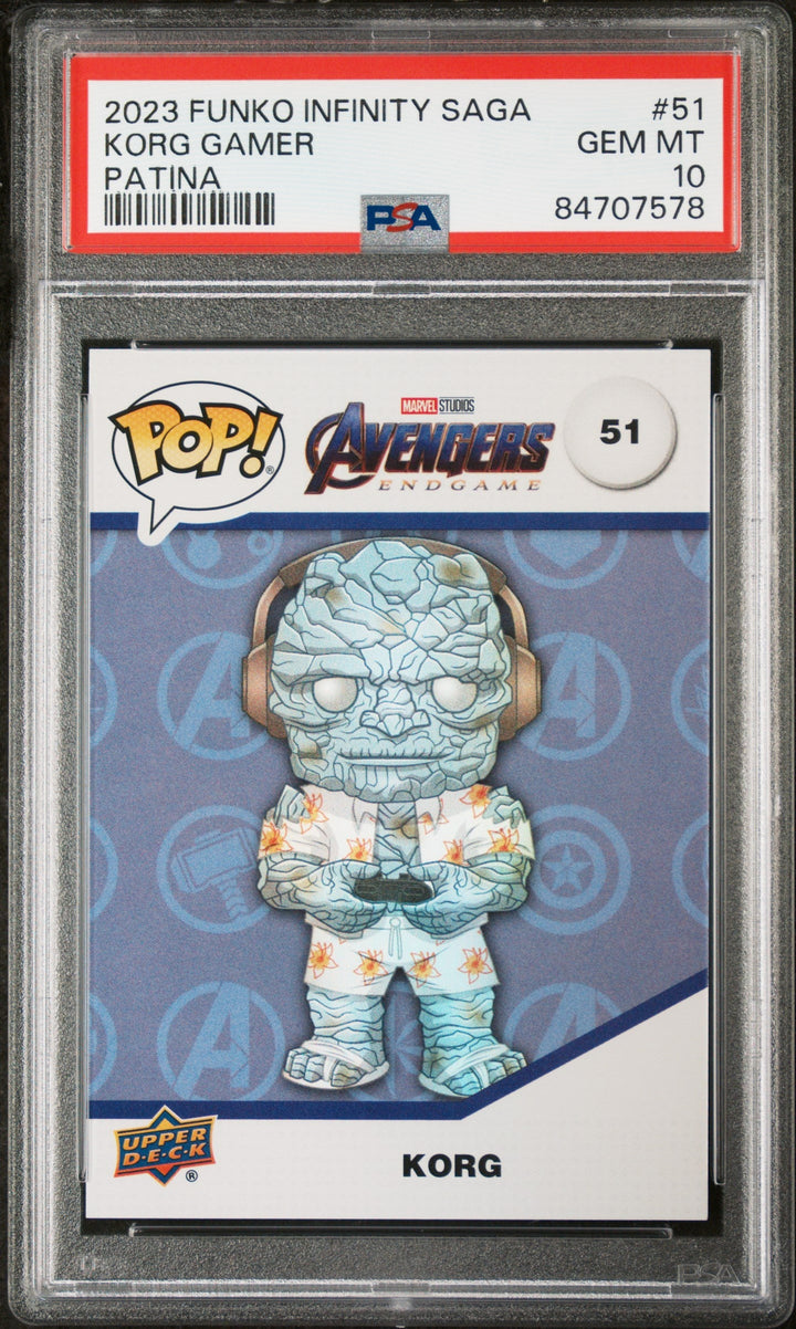 2023 UPPER DECK FUNKO POP MARVEL  KORG GAMER PATINA #51  PSA 10