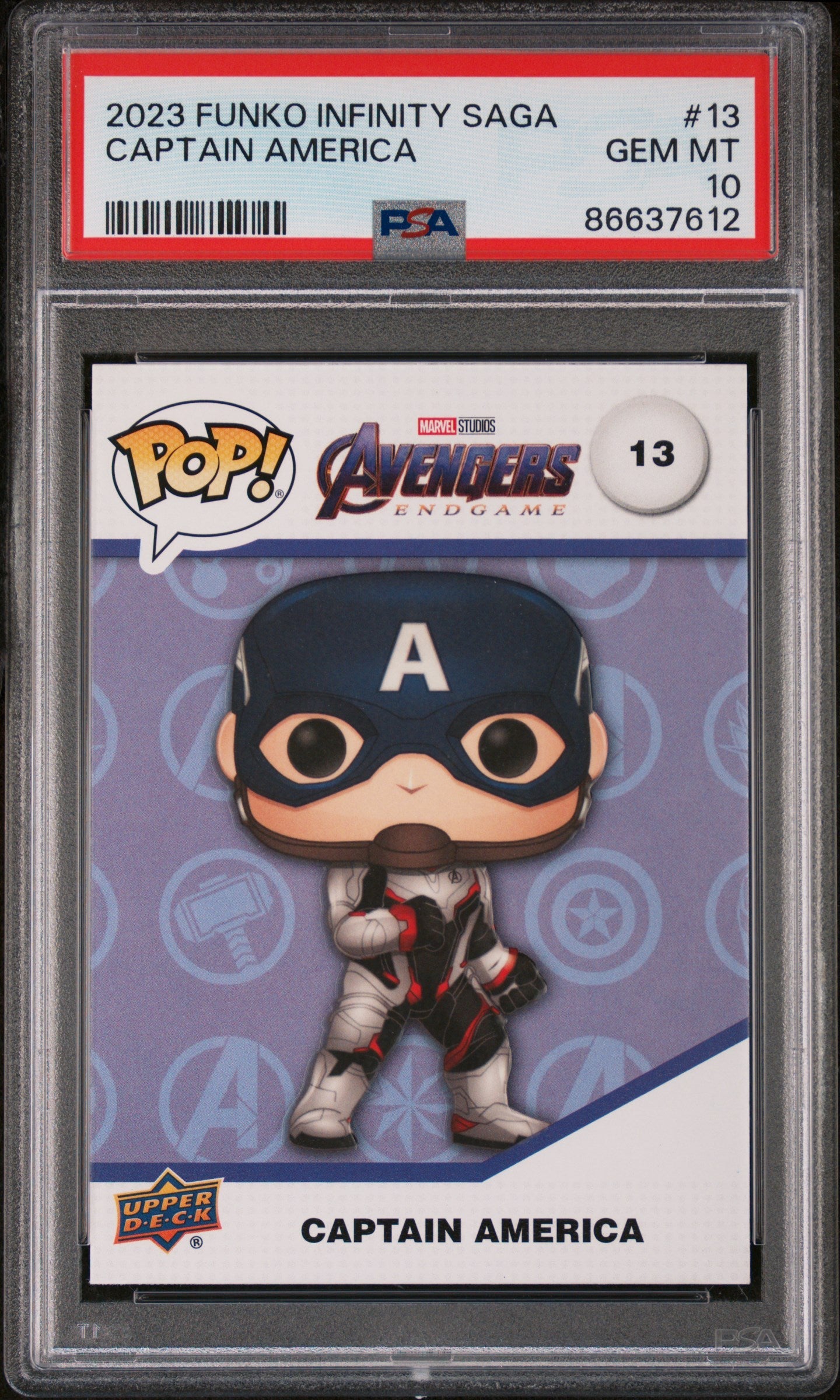 2023 UPPER DECK FUNKO POP MARVEL  CAPTAIN AMERICA  #13  PSA 10