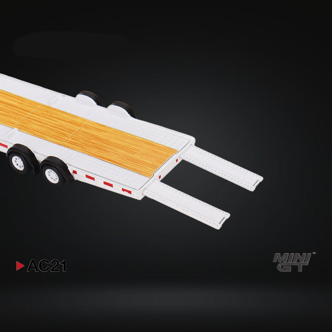 Car Hauler Trailer White #AC21 1:64 by Mini-GT MGTAC21 Ramps