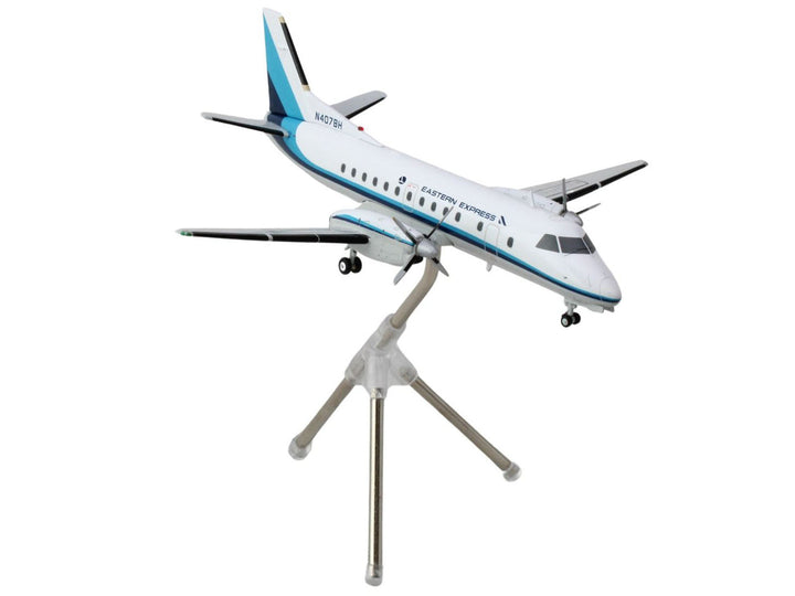 Saab 340A Commercial Aircraft "Eastern Express/Bar Harbor" (N407BH) White with Blue Stripes "Gemini 200" Series 1/200 Diecast Model Airplane by GeminiJets-1