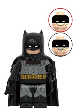 Batman gray and black LEGO-compatible custom minifigure with cape cowl and tactical suit