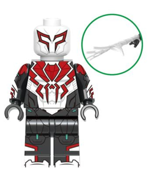 Spider-Man 2099 Miguel O'Hara LEGO-compatible custom minifigure with futuristic spider suit