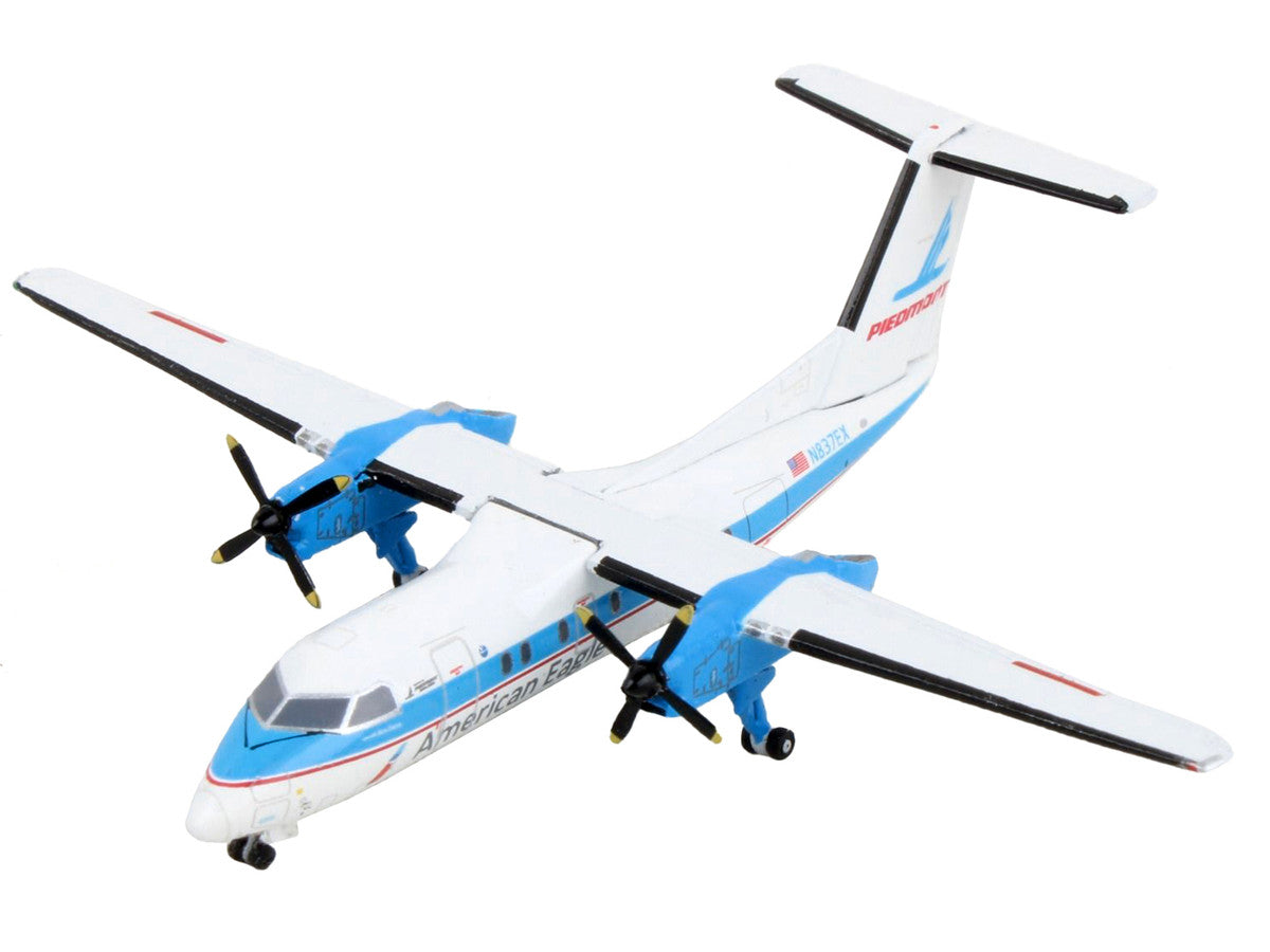 Bombardier Dash 8-100 Commercial Aircraft "American Airlines - American Eagle - Piedmont Airlines" White with Blue Stripes 1/400 Diecast Model Airplane by GeminiJets-2