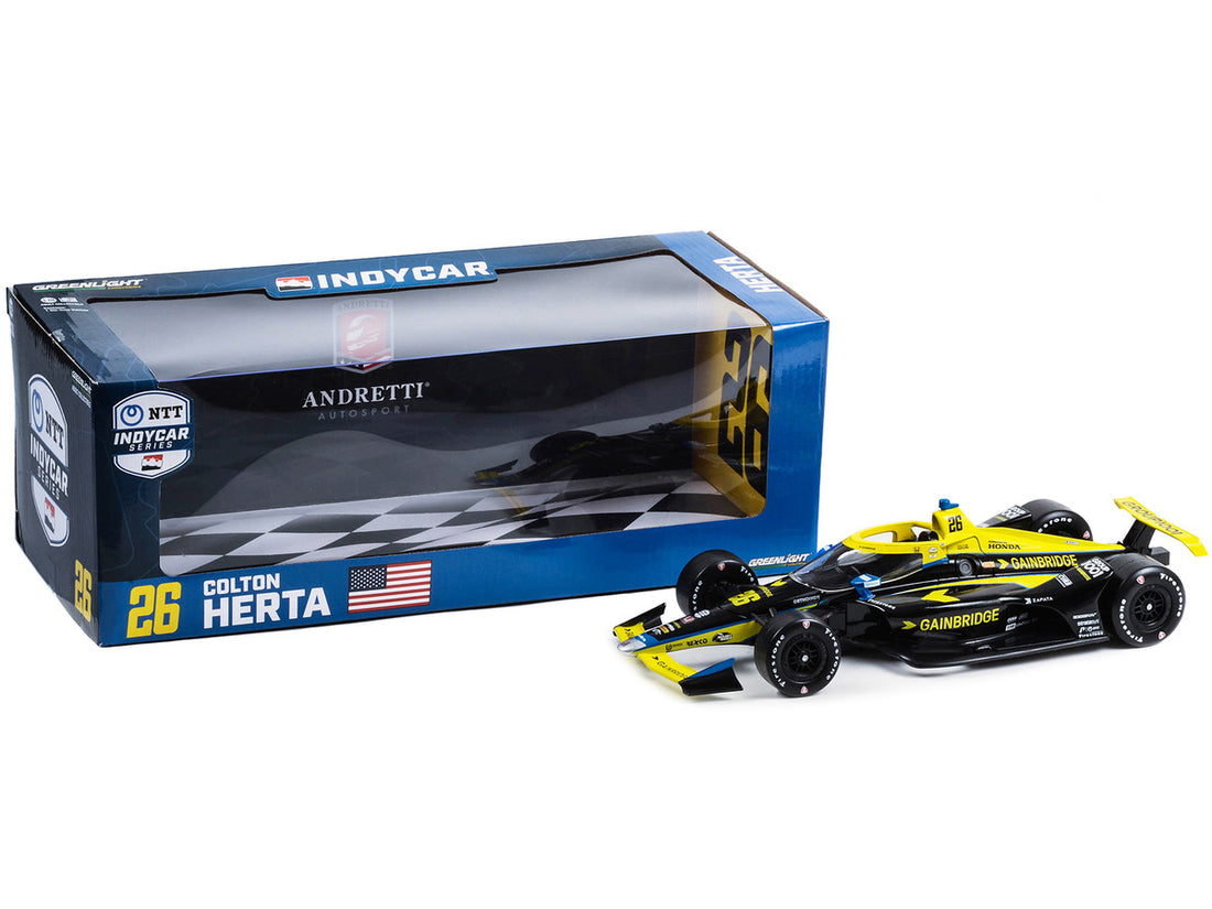 Dallara IndyCar #26 Colton Herta "Gainbridge" Andretti Autosport "NTT IndyCar Series" (2023) 1/18 Diecast Model Car by Greenlight-1