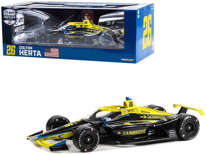 Dallara IndyCar #26 Colton Herta "Gainbridge" Andretti Autosport "NTT IndyCar Series" (2023) 1/18 Diecast Model Car by Greenlight-0