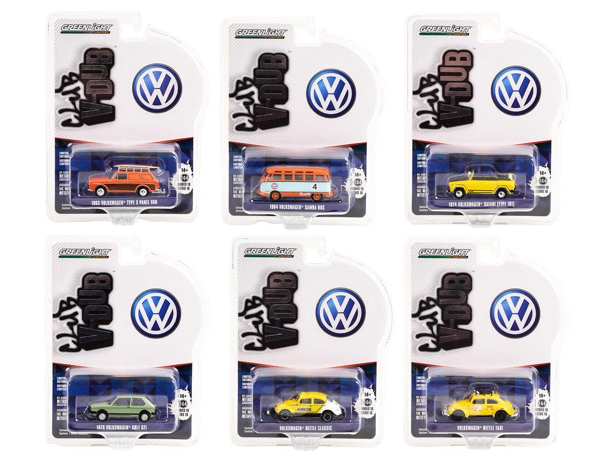 "Club Vee V-Dub" Set of 6 pieces Series 16 1/64 Diecast Model Cars by Greenlight-0