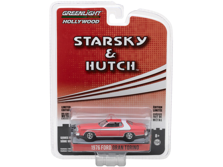 Ford 1976 Gran Torino Red with White Stripe "Starsky and Hutch" (1975-1979) TV Series "Hollywood Series" Release 18 1/64 Diecast Model Car by Greenlight 2