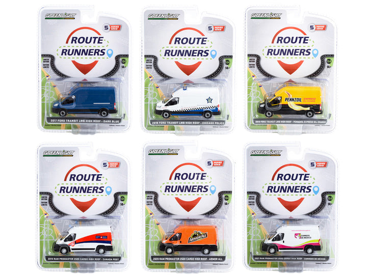 "Route Runners" Set of 6 Vans Series 5 1/64 Diecast Model Cars by Greenlight-0