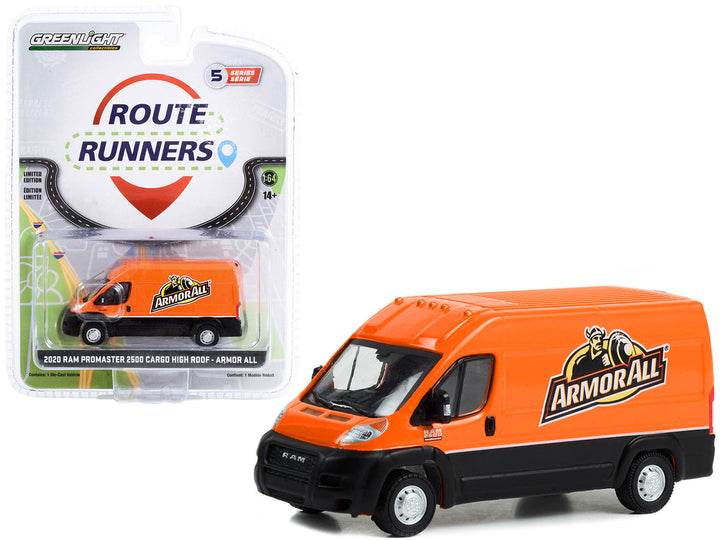 2020 Ram ProMaster 2500 Cargo High Roof Van "Armor All" Orange and Black "Route Runners" Series 5 1/64 Diecast Model Car by Greenlight-0