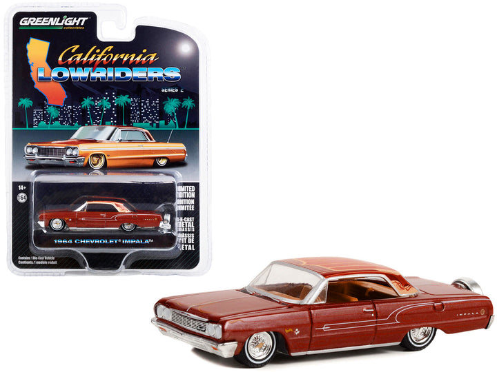 1964 Chevrolet Impala Copper Brown Metallic with Graphics "California Lowriders" Series 2 1/64 Diecast Model Car by Greenlight-0