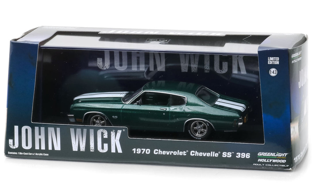 1970 Chevrolet Chevelle SS 396 Green with White Stripes "John Wick" (2014) Movie 1/43 Diecast Model Car by Greenlight-2