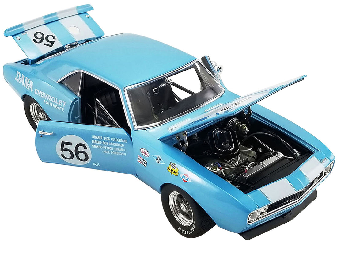 1967 Chevrolet Camaro Z/28 Trans Am #56 "Dana Chevrolet Southgate" Light Blue with White Stripes and Graphics Limited Edition to 600 pieces Worldwide "ACME Exclusive" Series 1/18 Diecast Model Car by GMP-1