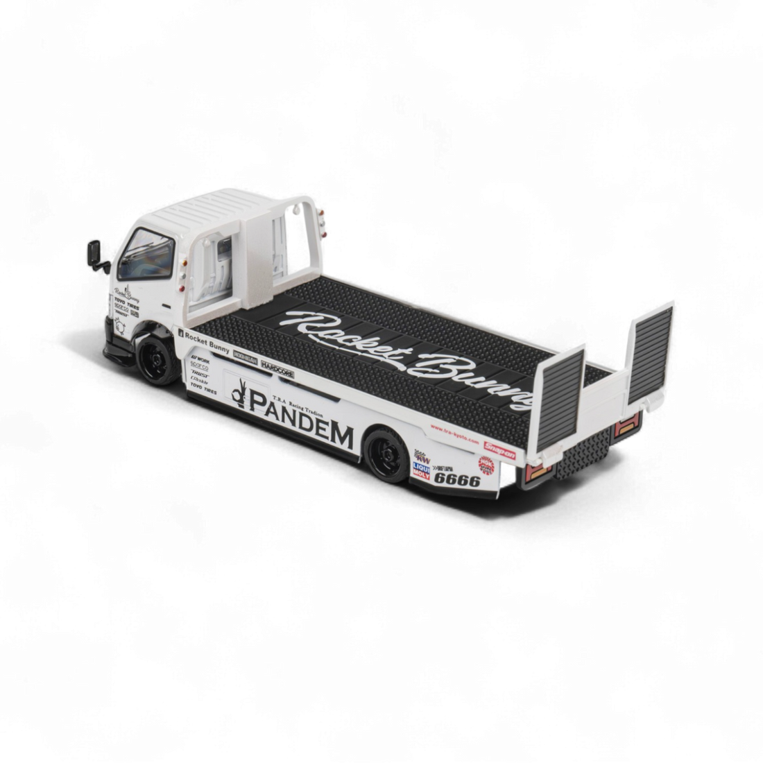HINO 300 Flat Bed Transport Truck in Pandem Rocket Bunny White 1:64 by MicroTurbo  10